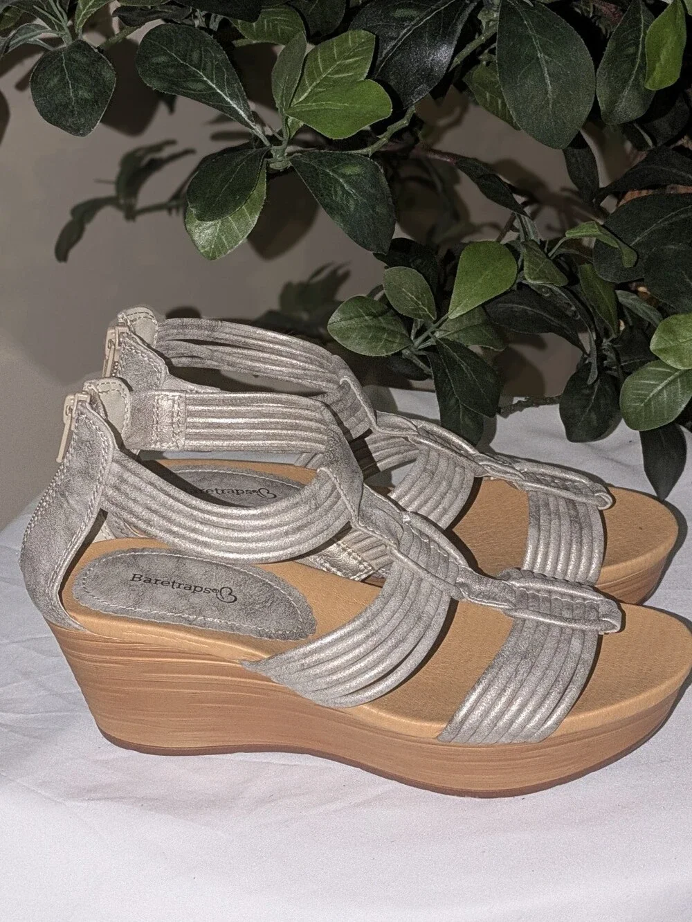 Baretraps Wedge Sandals — Metallic Silver